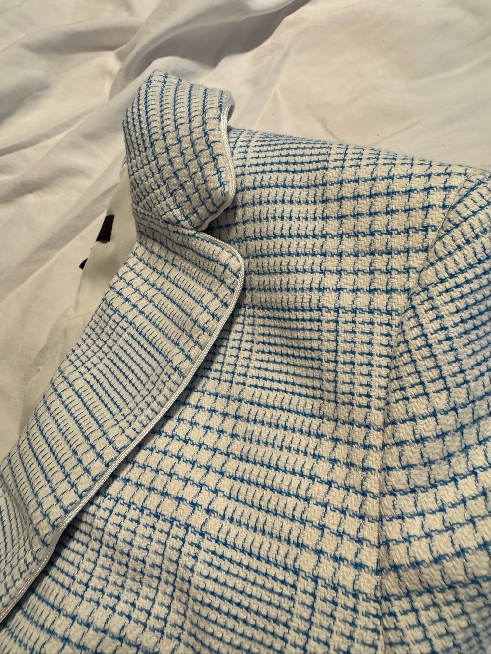 Ann Taylor Blue and White Plaid-Texture Blazer - Picture 4 of 4